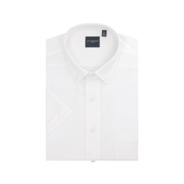 White Pique Knit Button-Down Sport Shirt SS